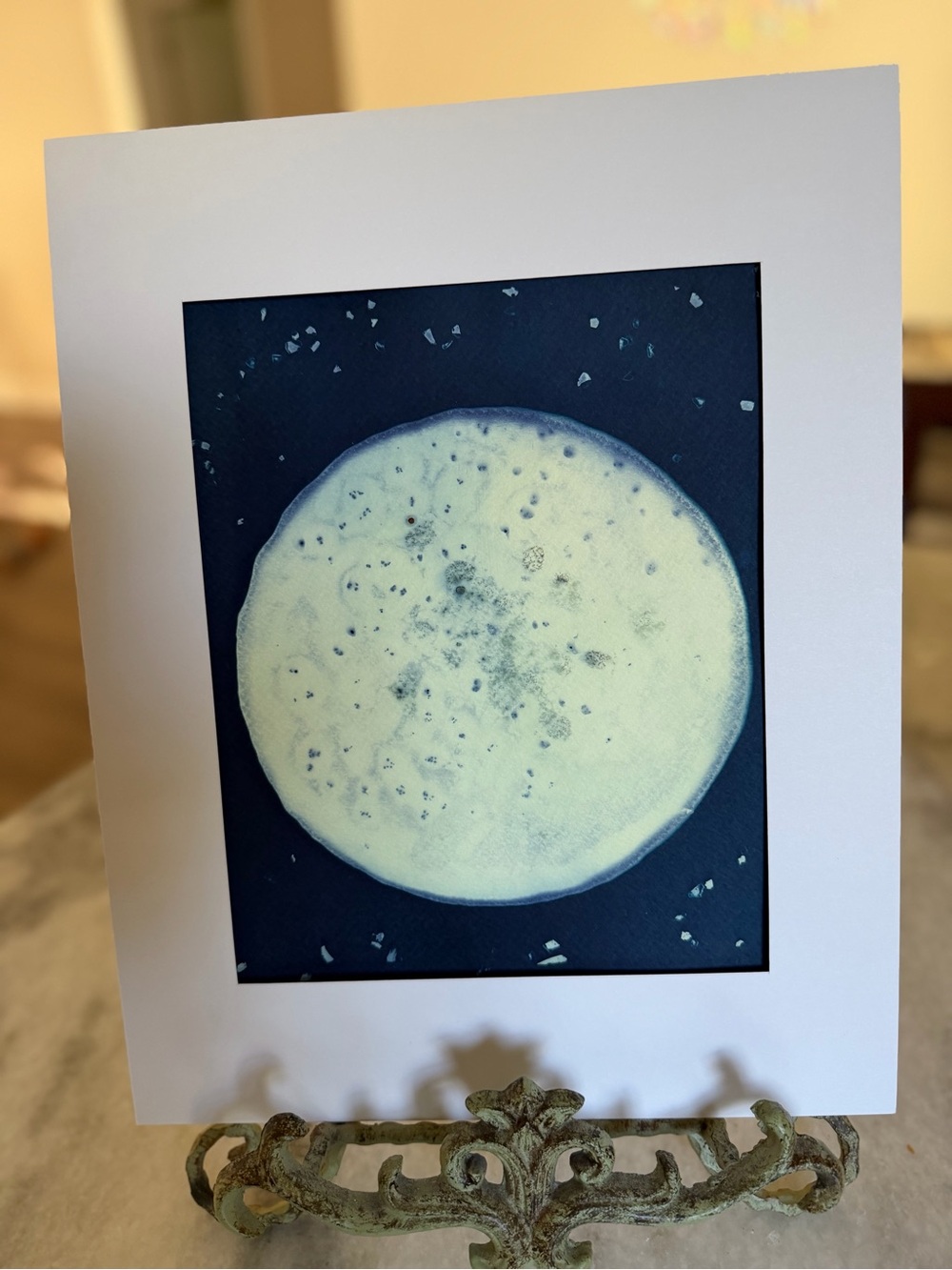 Cyanotype Harvest Moon – Professionally Matted Celestial Art Print
